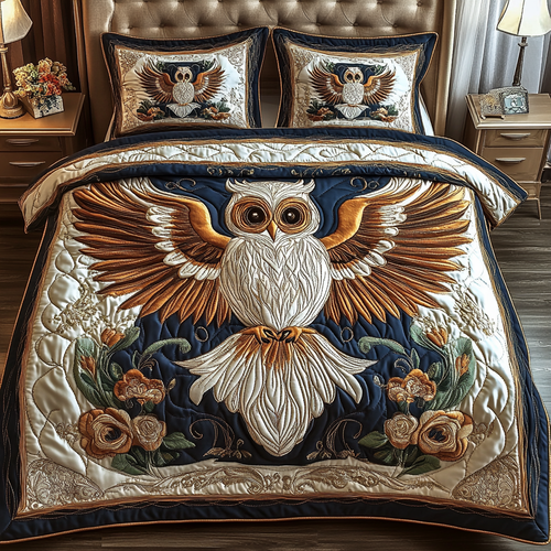 Radiant Owl 3-Piece Quilted Bedding Set NCU0VH1472