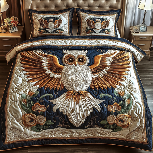 Radiant Owl 3-Piece Quilted Bedding Set NCU0VH1472