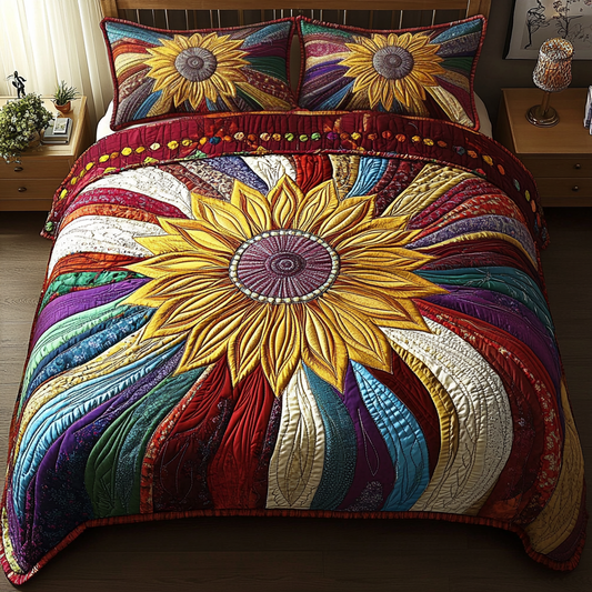 Radiant Petals 3-Piece Quilted Bedding Set NCU0DK4029