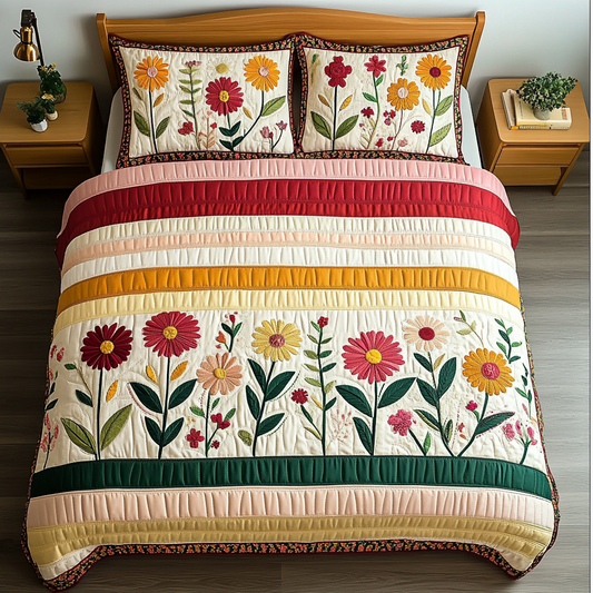 Radiant Petals 3-Piece Quilted Bedding Set NCU0DK5640