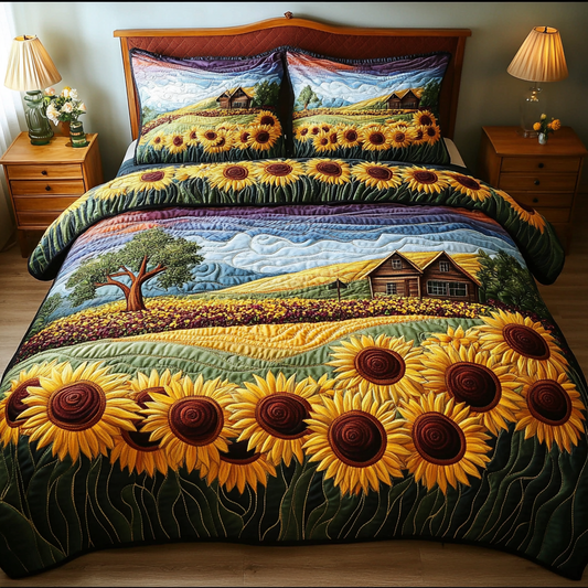 Radiant Petals 3-Piece Quilted Bedding Set NCU0DK6227
