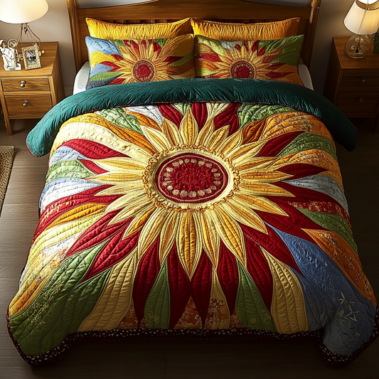 Radiant Petals 3-Piece Quilted Bedding Set NCU0VL1017