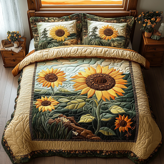 Radiant Petals 3-Piece Quilted Bedding Set NCU0DV2987