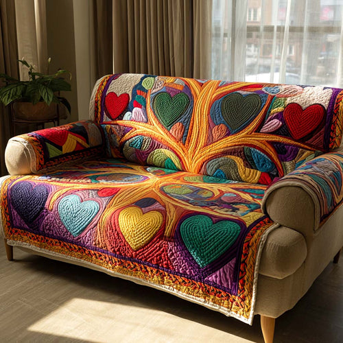 Radiant Rainbow Heart Quilted Sofa Cover NCU0XD2211