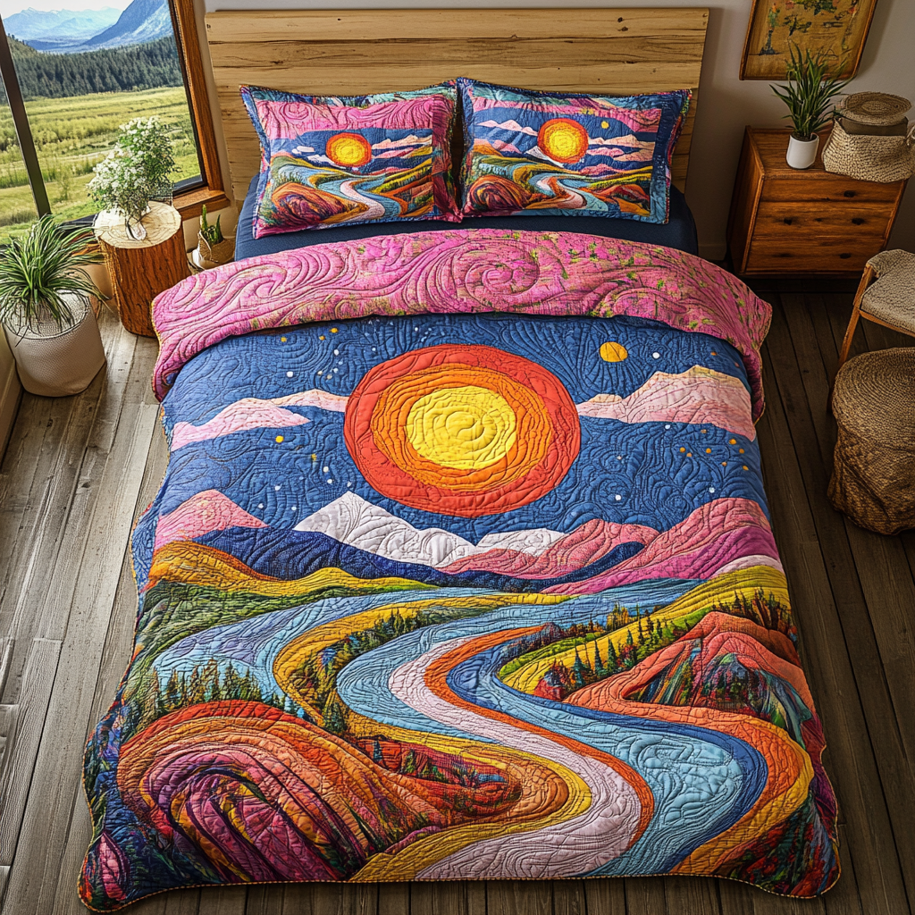 Radiant River 3-Piece Quilted Bedding Set NCU0VL1026