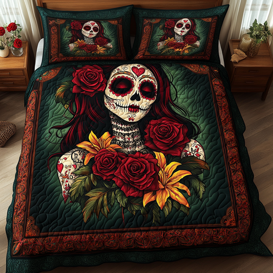 Radiant Skull 3-Piece Quilted Bedding Set NCU0TL1930