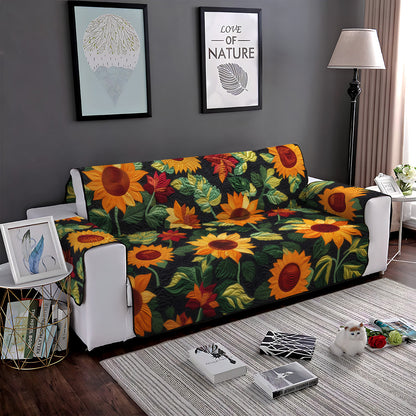Radiant Sunflower Fields Quilted Sofa Cover NCU0PT1615