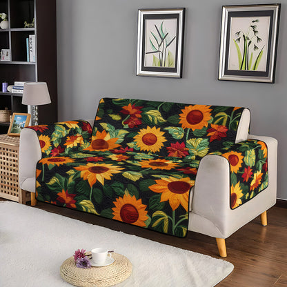 Radiant Sunflower Fields Quilted Sofa Cover NCU0PT1615