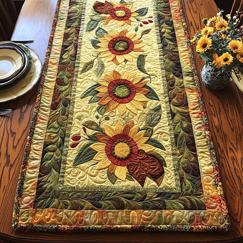 Radiant Sunflower Path Quilted Table Runner NCU0PT5235