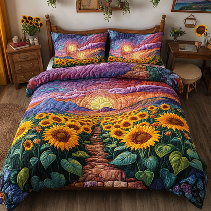 Radiant Sunflowers 3-Piece Quilted Bedding Set NCU0VL1912