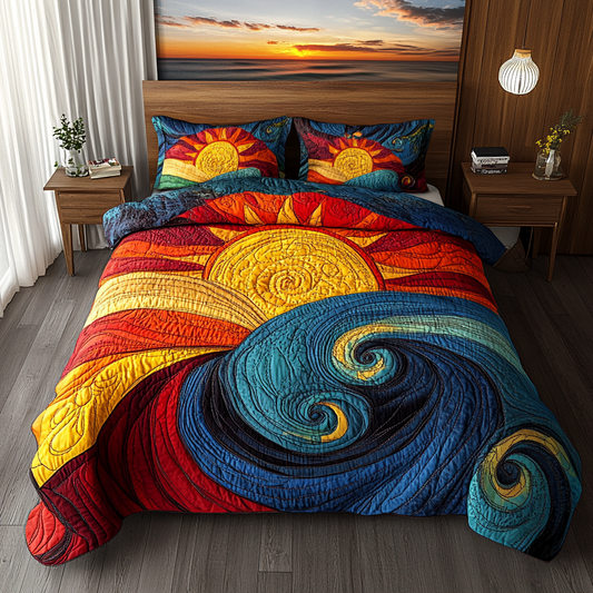 Radiant Sunrise 3-Piece Quilted Bedding Set NCU0VL961