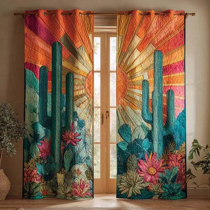 Radiant Sunset Cactus Quilted Curtains NCU0XD1997