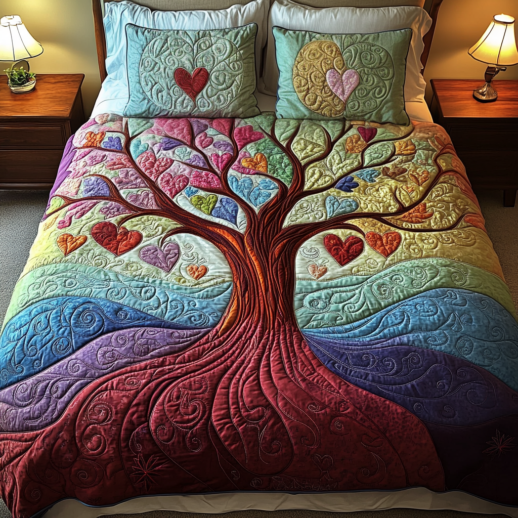 Radiant Tree 3-Piece Quilted Bedding Set NCU0VH1375