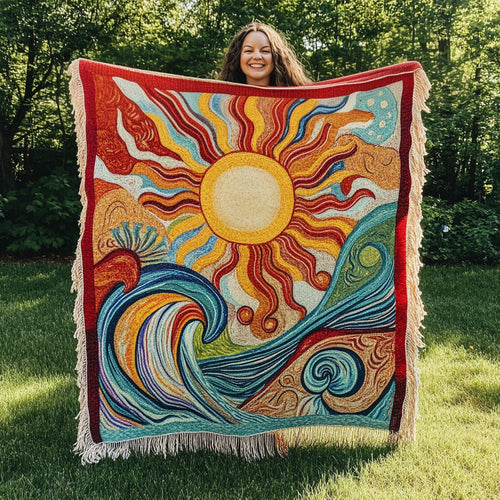 Radiant Waves Woven Sofa Blanket NCU0PT4933