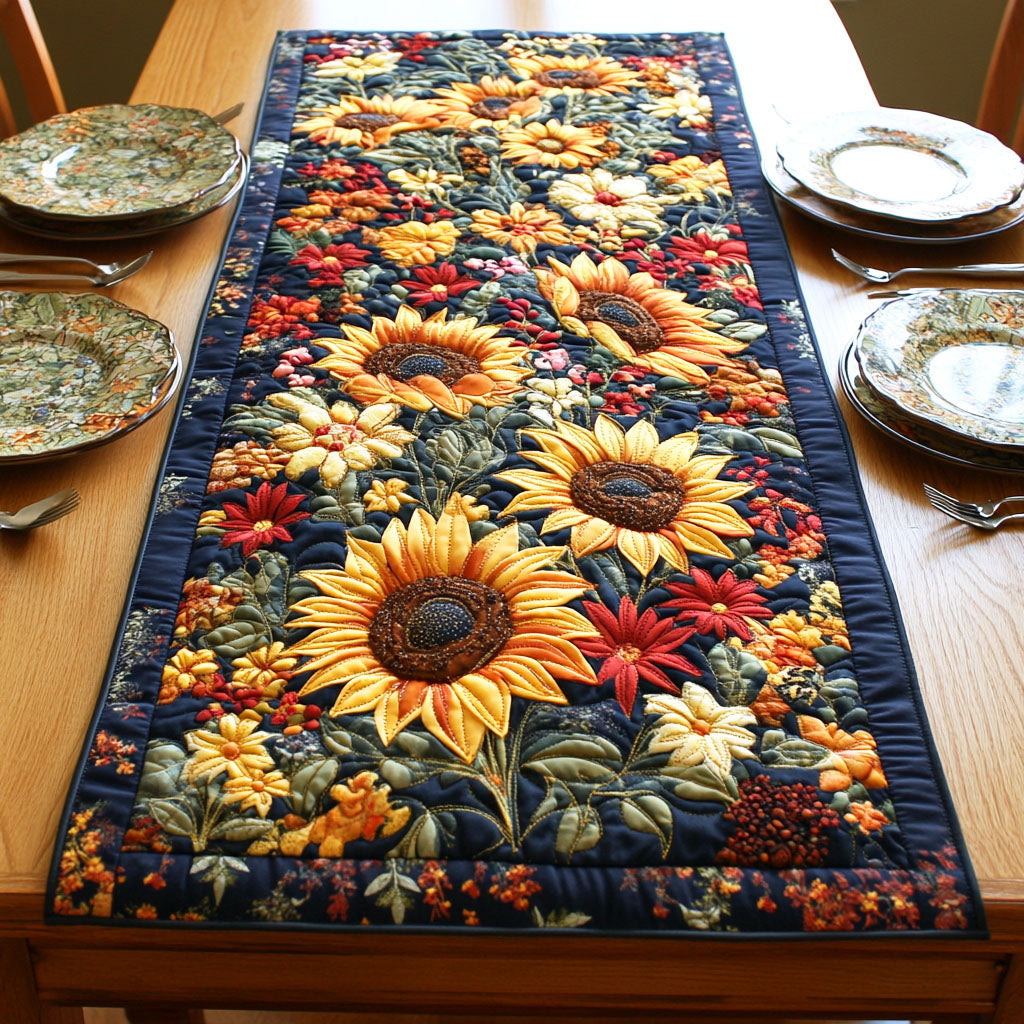 Radiant Yellow Petals Quilted Table Runner NCU0TD694