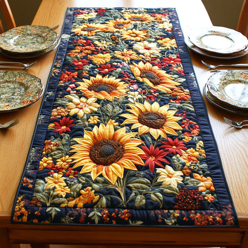 Radiant Yellow Petals Quilted Table Runner NCU0TD694