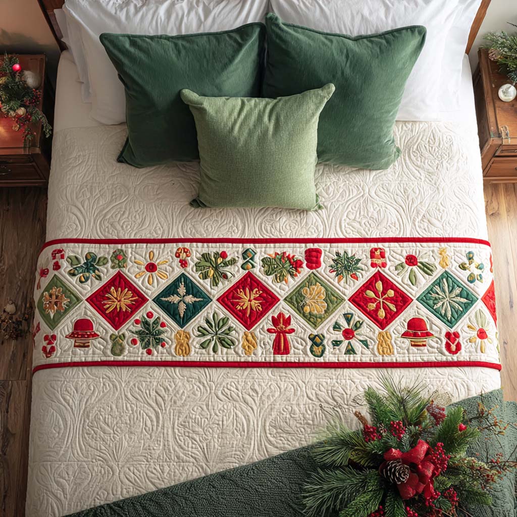 Radiant Yuletide Quilted Bed Runner NCU0PT9537