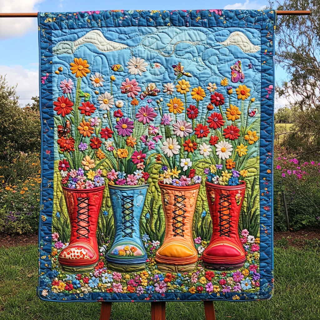 Rainboot Blooms Quilted Blanket NCU0VH2827