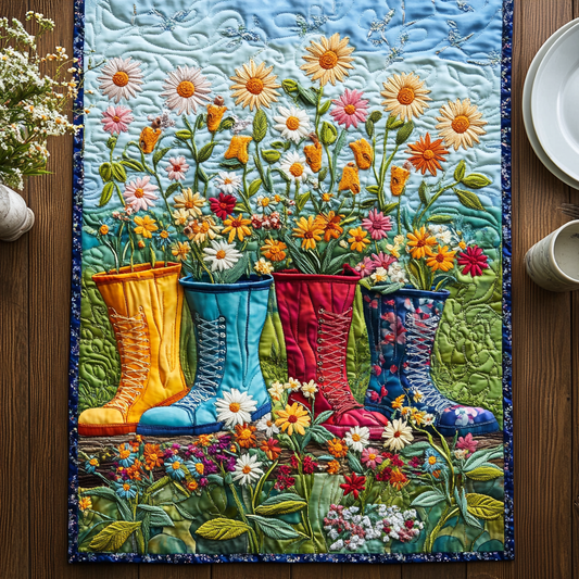 Rainboot Blooms Quilted Table Runner NCU0VH2833