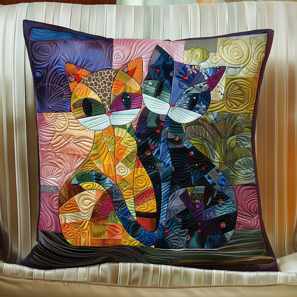 Rainbow Cat Mosaic Quilted Pillow Case NCU0NT060