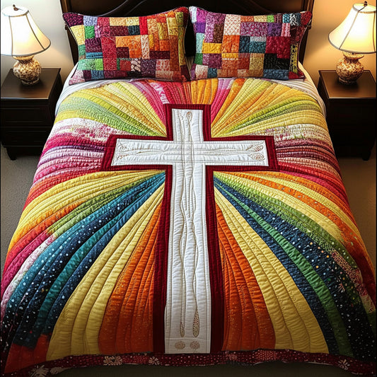 Rainbow Cross 3-Piece Quilted Bedding Set NCU0NT3537