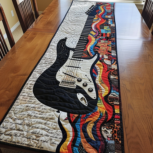 Rainbow Guitar Serenade Quilted Table Runner NCU0TH781