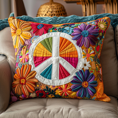 Rainbow Peace Quilted Pillow Case NCU0TH344