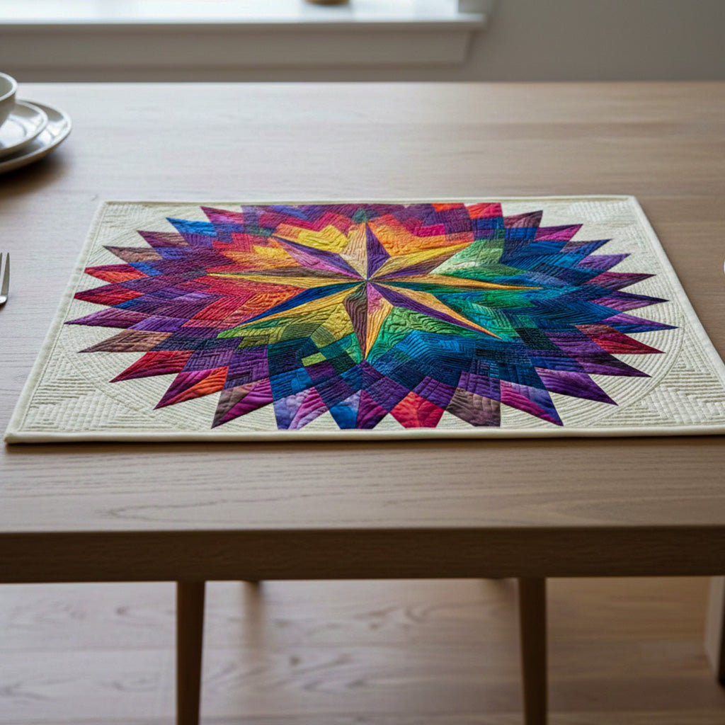 Rainbow Star Christmas Quilted Placemat NCU0NT10003