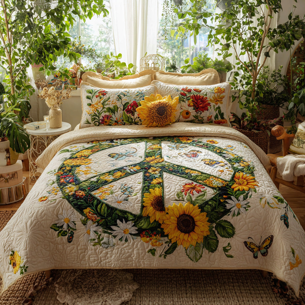 Rainbow Bloom 3-Piece Quilted Bedding Set NCU0VL3302