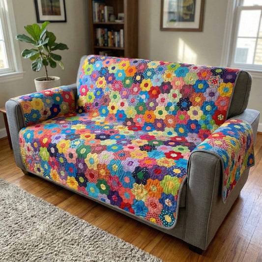 Rainbow Bloom Quilted Sofa Cover NCU0XD2547
