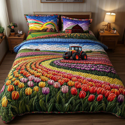 Rainbow Bloom Ride 3-Piece Quilted Bedding Set NCU0NT6757