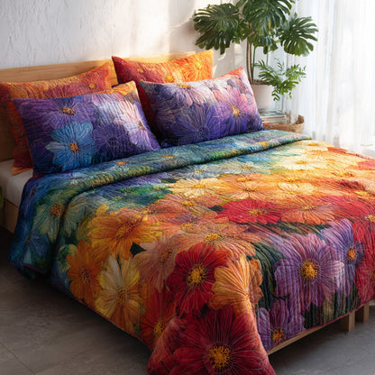 Rainbow Blooms 3-Piece Quilted Bedding Set NCU0VL3092
