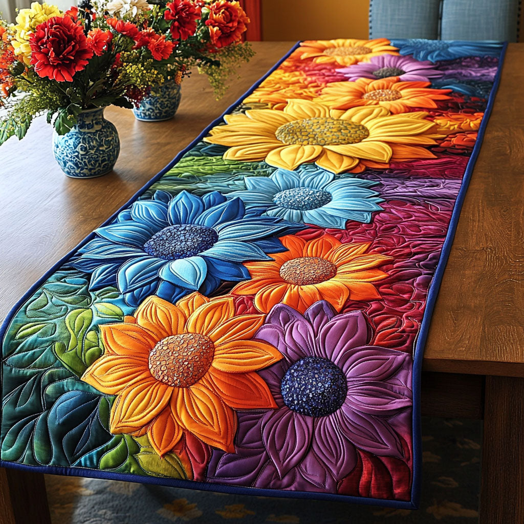 Rainbow Blooms Quilted Table Runner NCU0NT5662
