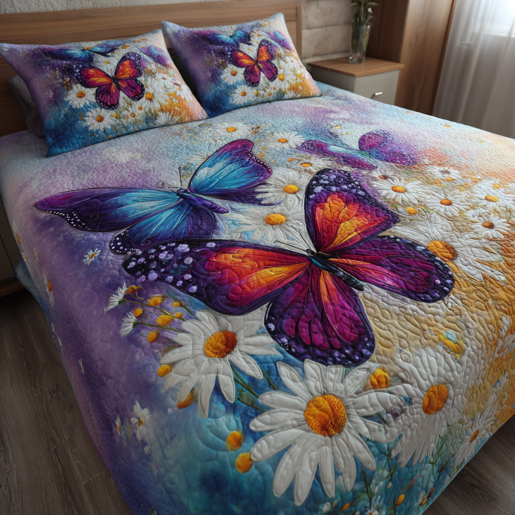 Rainbow Butterflies 3-Piece Quilted Bedding Set NCU0VL3110