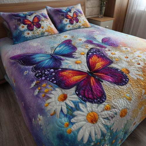 Rainbow Butterflies 3-Piece Quilted Bedding Set NCU0VL3110