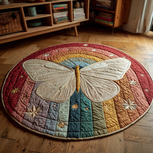 Rainbow Butterfly Starscape Quilted Round Mat NCU0HH099
