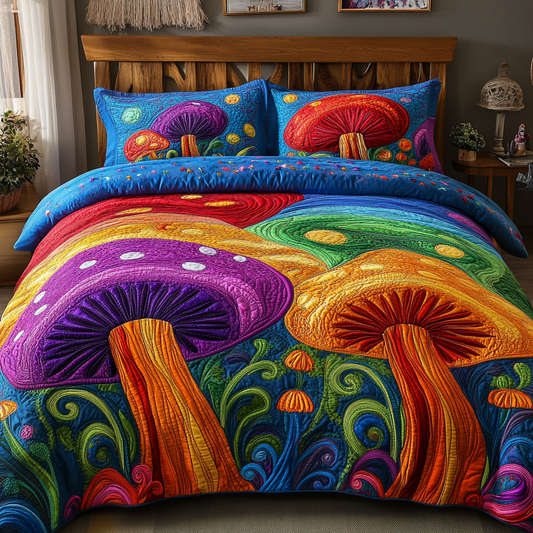 Rainbow Caps 3-Piece Quilted Bedding Set NCU0VL2576