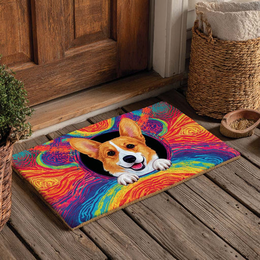 Rainbow Corgi Doormat NCU0XD813