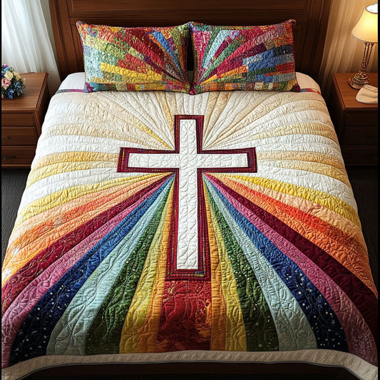 Rainbow Cross Light 3-Piece Quilted Bedding Set NCU0NT3514