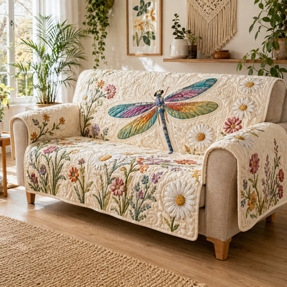 Rainbow Daisy Skimmer Quilted Sofa Cover NCU0VL3826