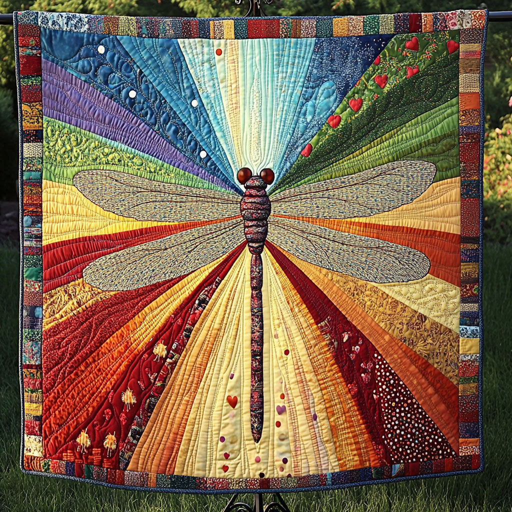Rainbow Dragonfly Quilted Blanket NCU0NT4562
