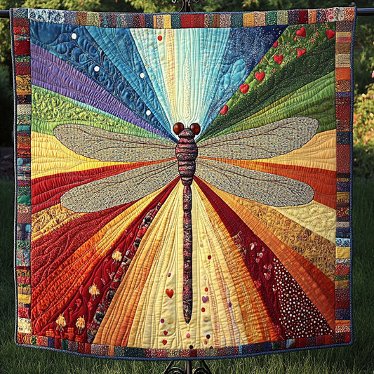 Rainbow Dragonfly Quilted Blanket NCU0NT4562