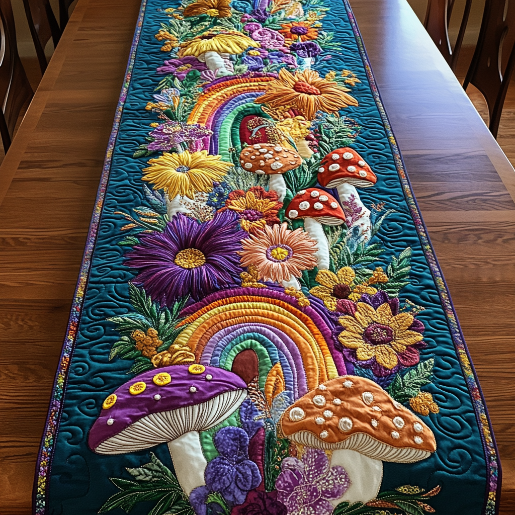 Rainbow Enchantment Quilted Table Runner NCU0VH2707