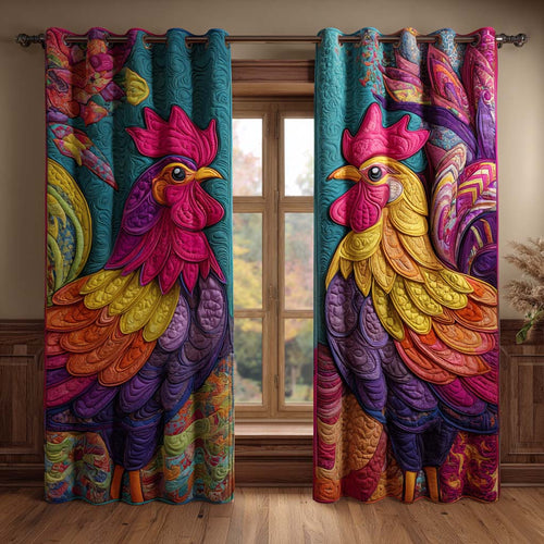 Rainbow Feather Rooster Quilted Curtains NCU0XD2112