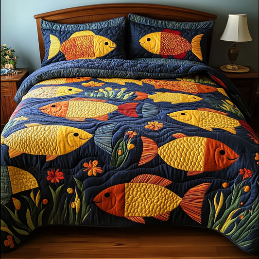 Rainbow Fishes 3-Piece Quilted Bedding Set NCU0DK6283