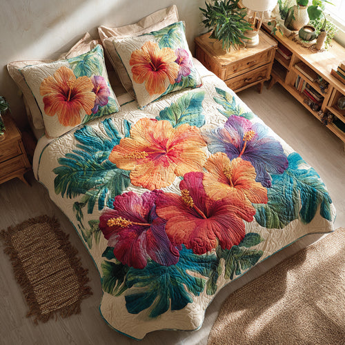 Rainbow Floral 3-Piece Quilted Bedding Set NCU0VL3432