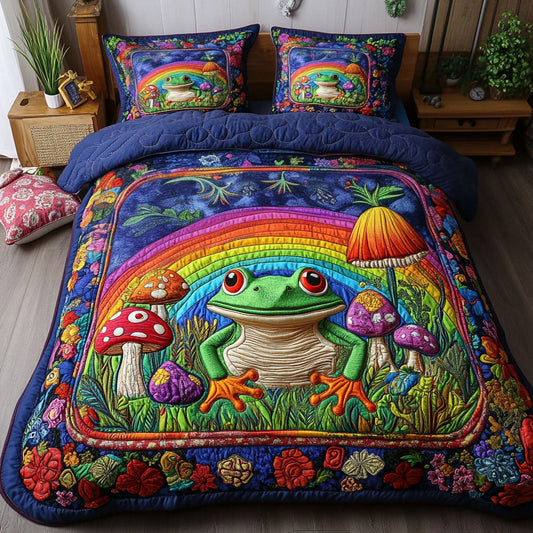 Rainbow Frog Dream 3-Piece Quilted Bedding Set NCU0NT3963