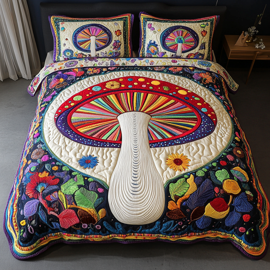 Rainbow Fungi 3-Piece Quilted Bedding Set NCU0VH2428