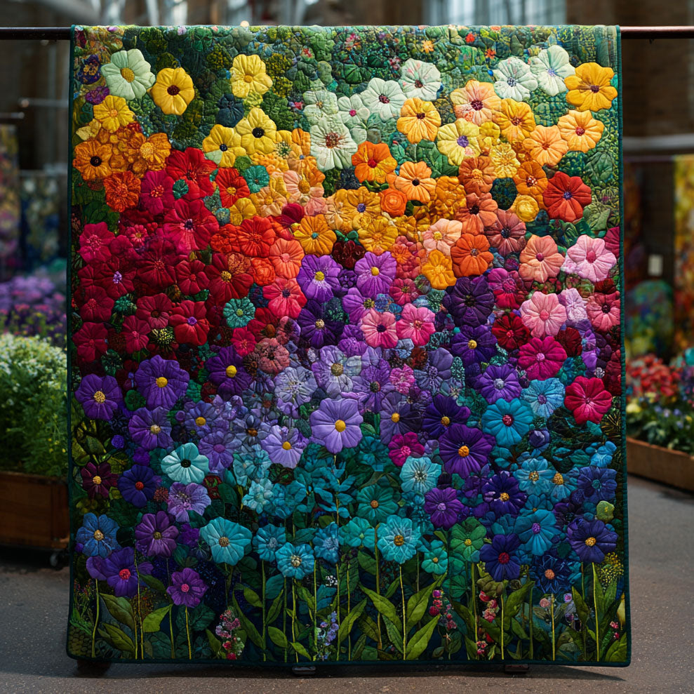 Rainbow Garden Burst Quilted Blanket NCU0TV099