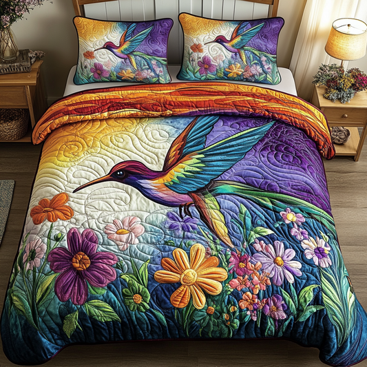 Rainbow Garden Delight 3-Piece Quilted Bedding Set NCU0VL1231